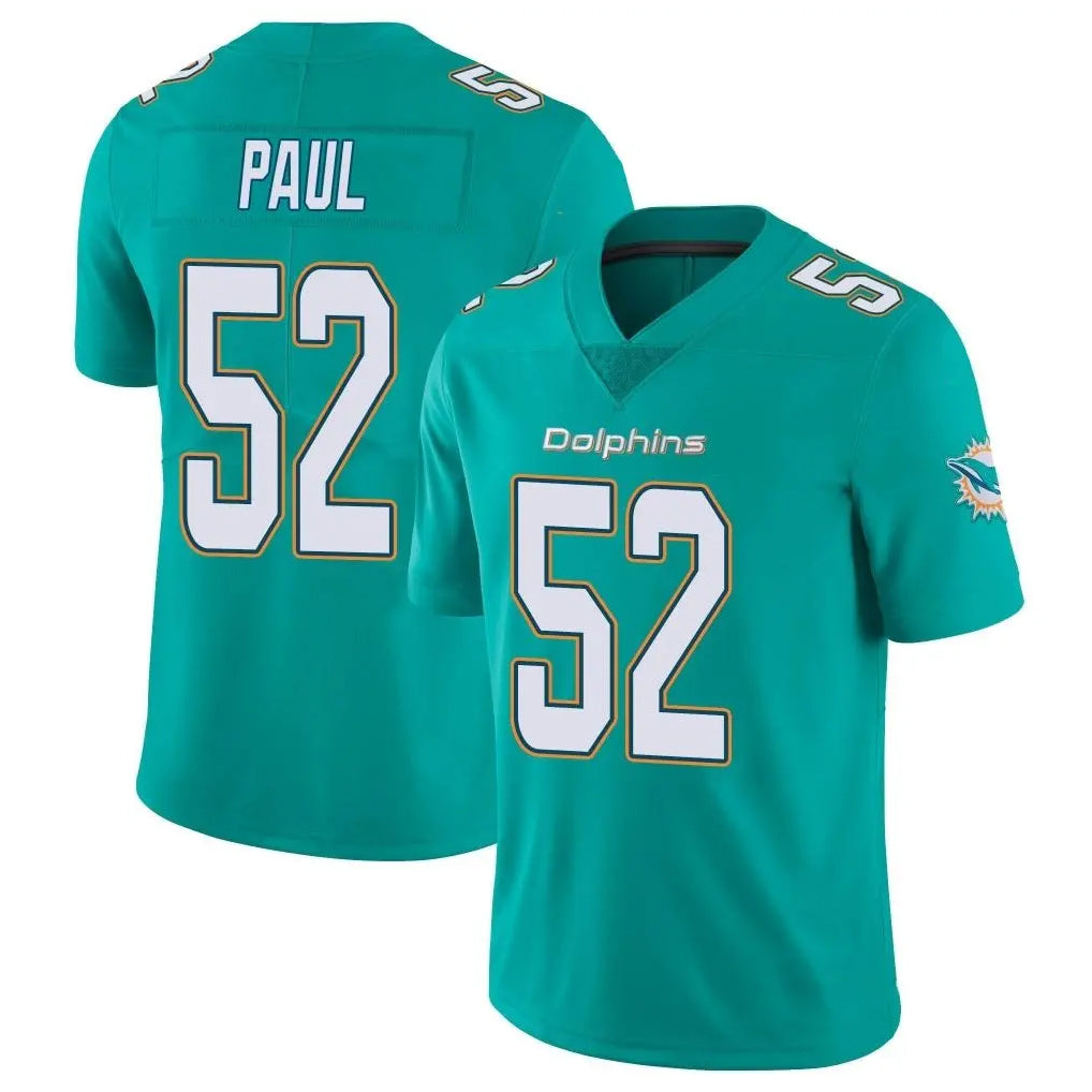 M.Dolphins #52 Patrick Paul Player Aqua Limited Vapor Untouchable Home Game Ldoa Stitched Jerseys