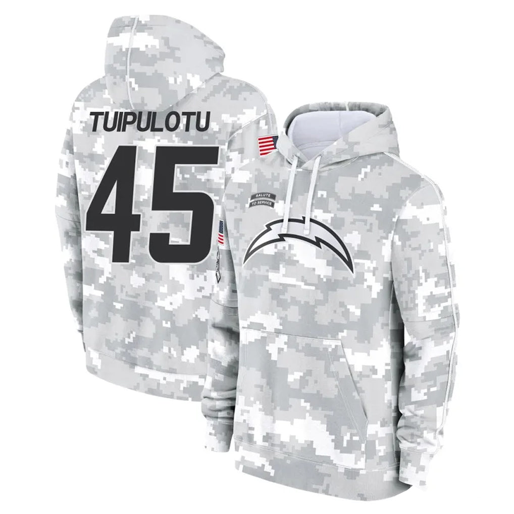 LA.Chargers #45 Tuli Tuipulotu Player Arctic Camo Salute to Service Hoodies Limited Game Ldoa Stitched Jerseys