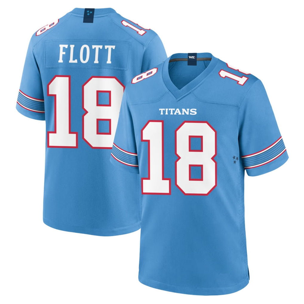 T.Titans #18 Cor'Dale Flott Player Light Blue 2026 Game Home Ldoa Stitched Jerseys