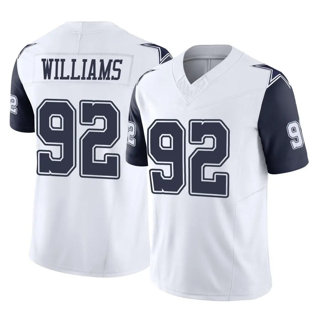 D.Cowboys #92 Quinnen Williams Player White-Navy Limited Vapor F.U.S.E. Home Game Ldoa Stitched Jerseys