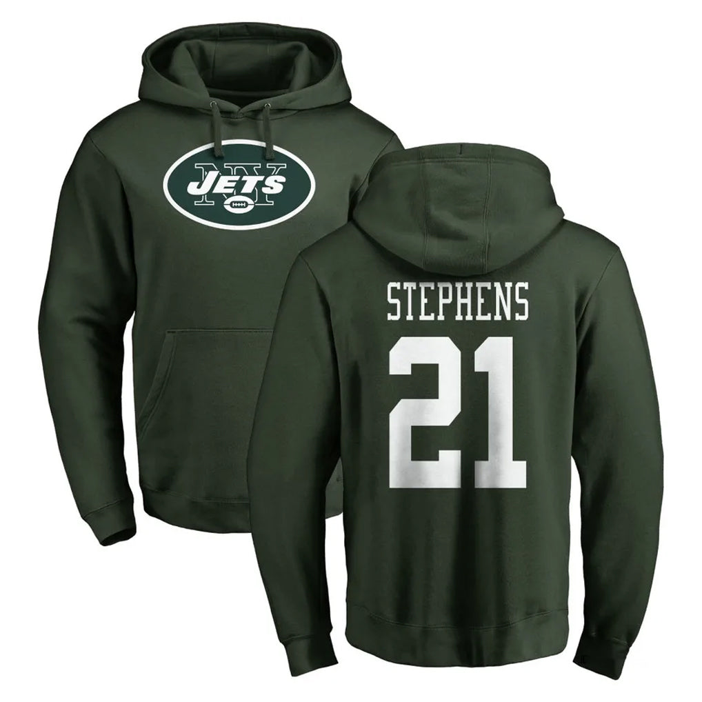 NY.Jets #21 Brandon Stephens Player Green LOGO Pullover Hoodies Limited Game Ldoa Stitched Jerseys