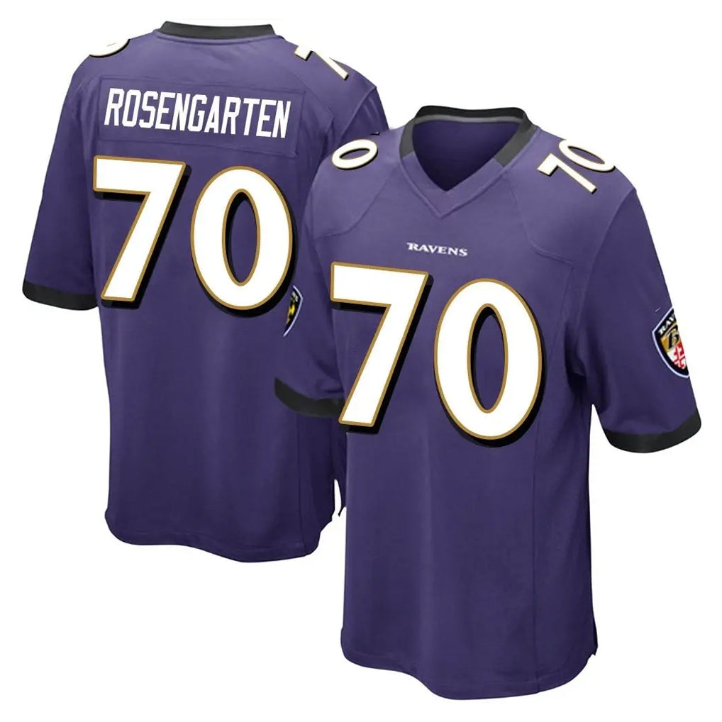 B.Ravens #70 Roger Rosengarten Player Purple Home Game Ldoa Stitched Jerseys