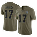 D.Cowboys #17 Brandon Aubrey Player Olive Salute to Service Limited Game Ldoa Stitched Jerseys