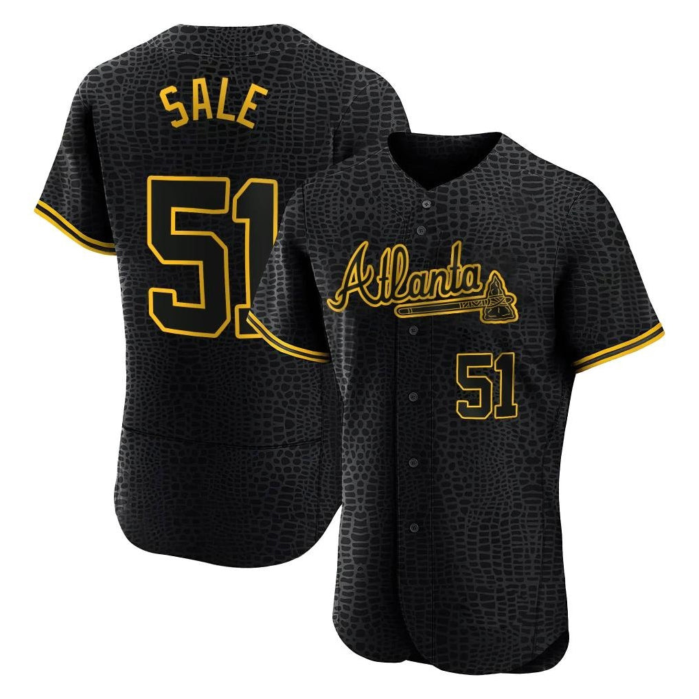A.Braves #51 Chris Sale Player Black Snake Skin City Limited Elite Home Game Ldoa Stitched Jerseys
