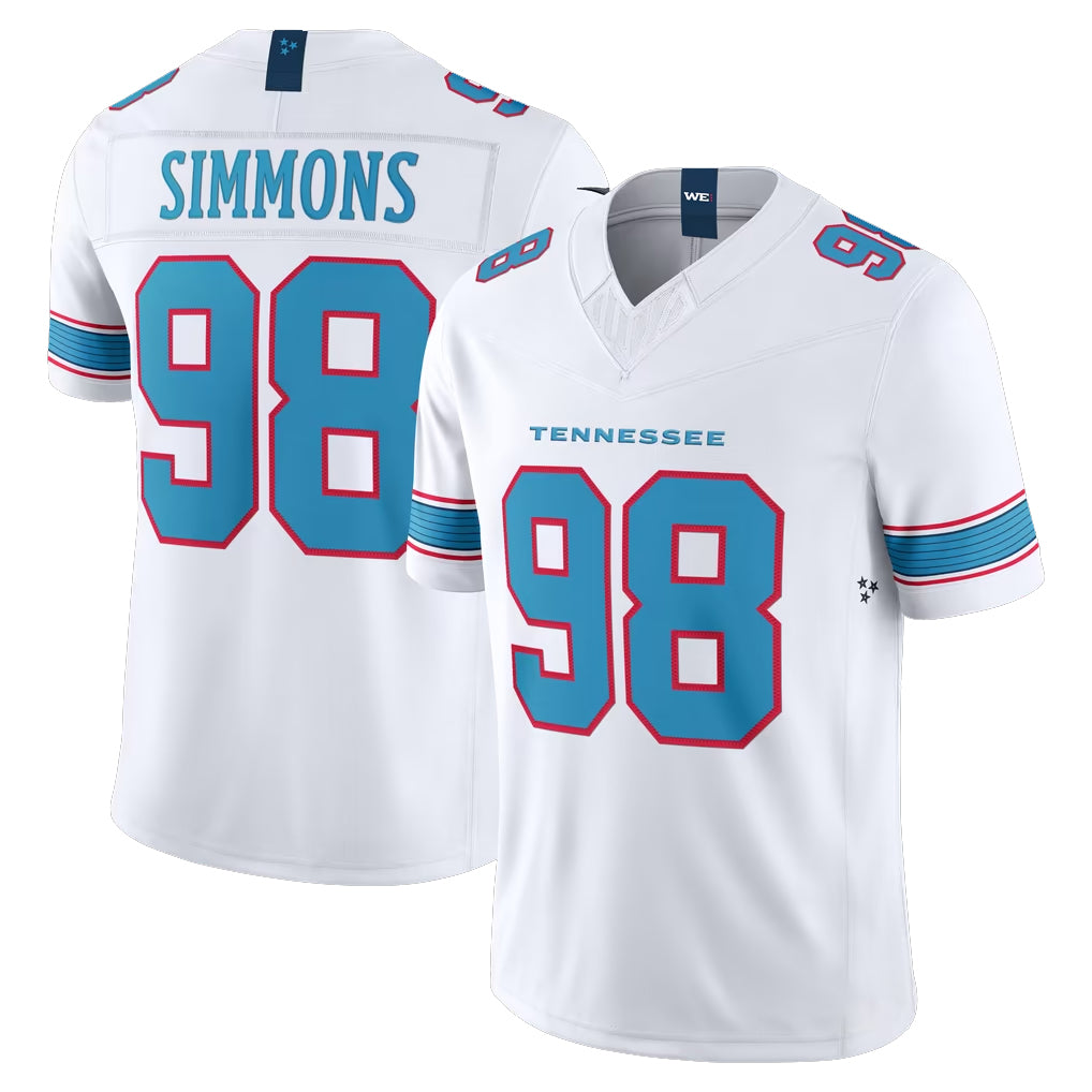 T.Titans #98 Jeffery Simmons Player White Limited Vapor F.U.S.E. Home Game Ldoa Stitched Jerseys