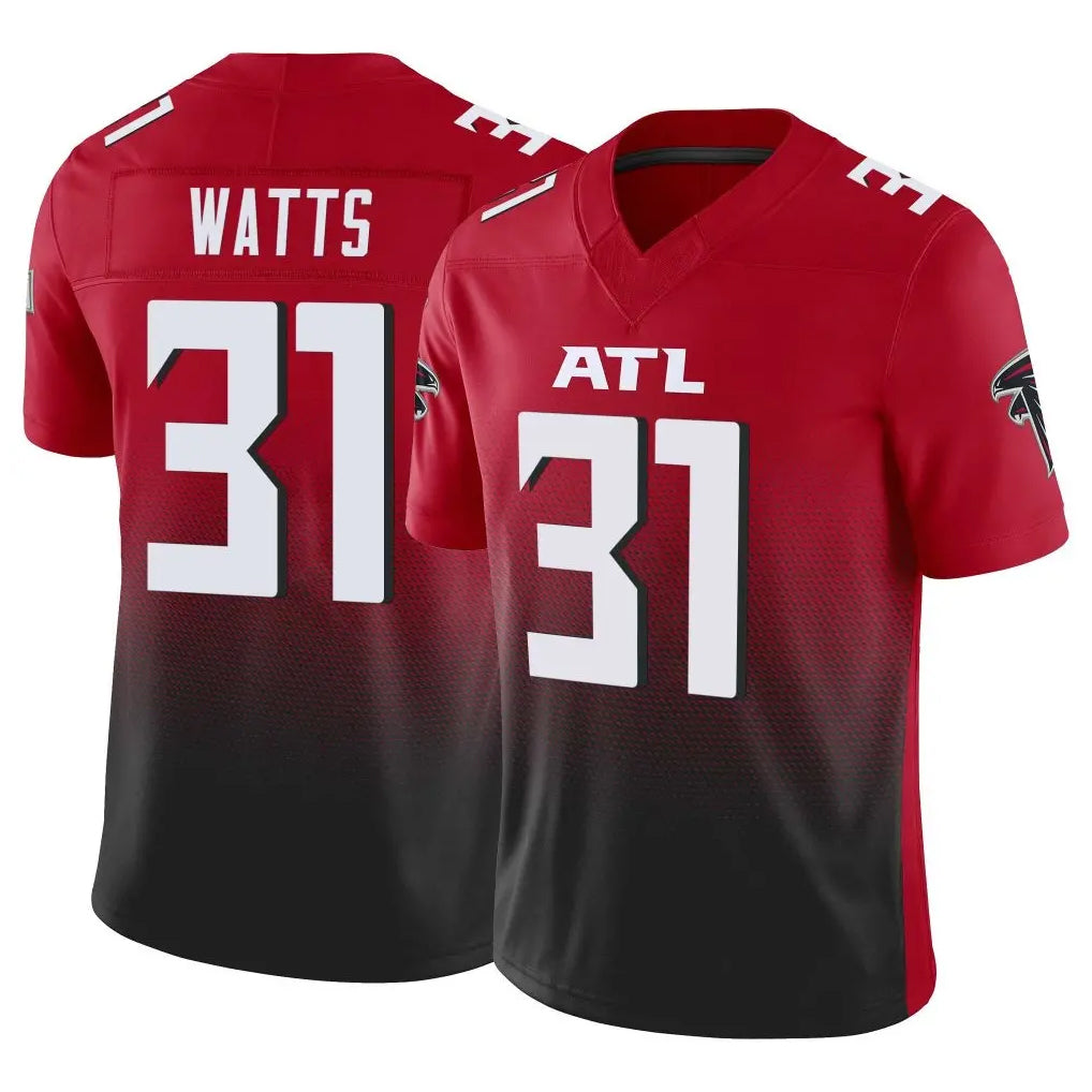 A.Falcons #31 Xavier Watts Player Red Vapor F.U.S.E. Limited Home Game Ldoa Stitched Jerseys