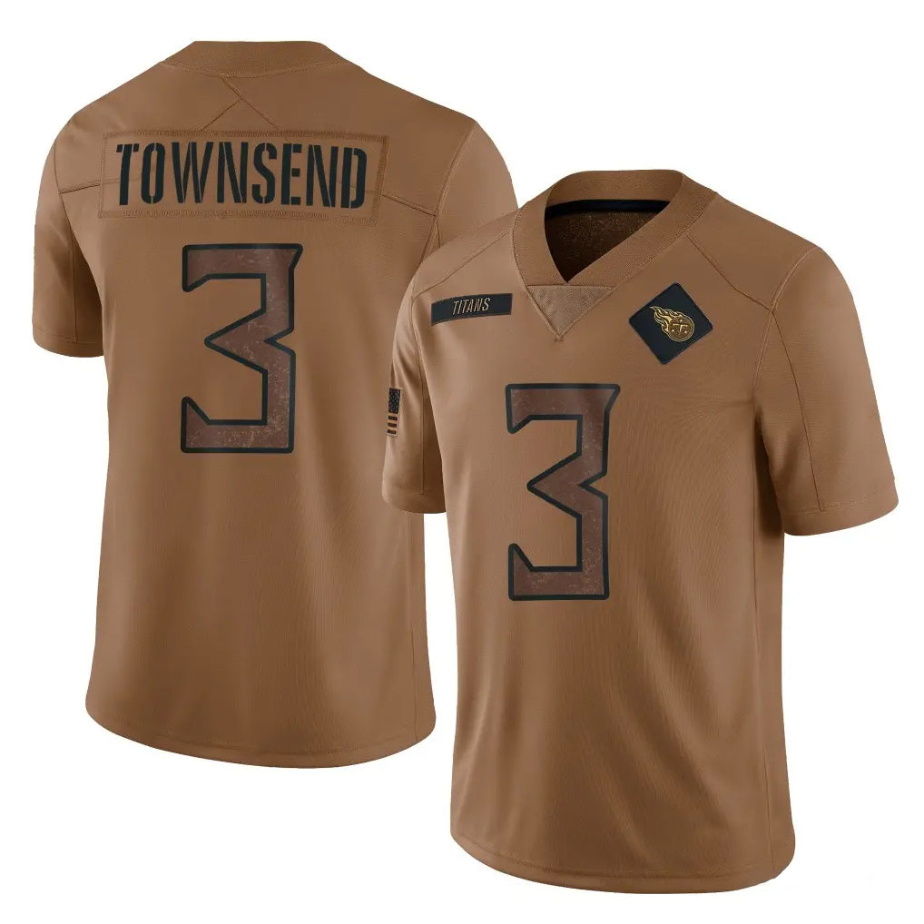 T.Titans #3 Tommy Townsend Player Brown Limited Salute to Service Home Game Ldoa Stitched Jerseys