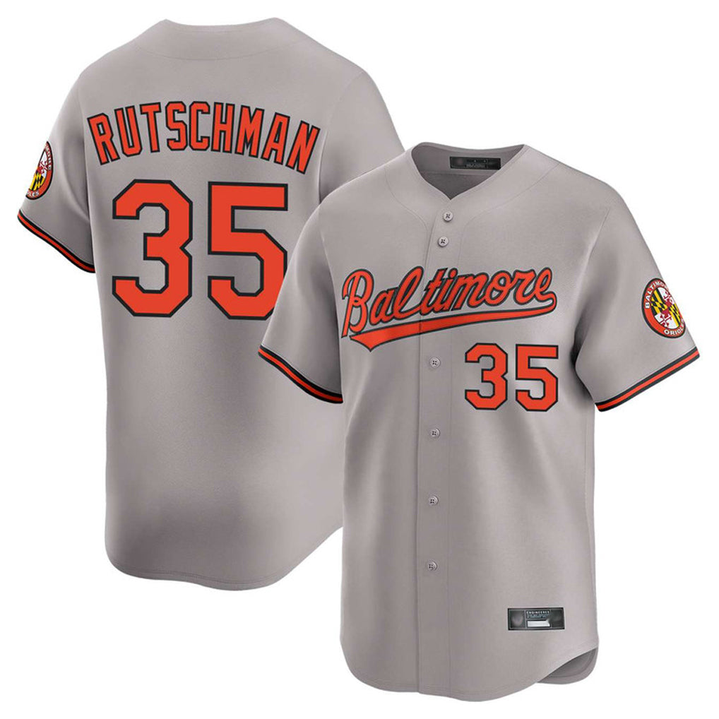 B.Orioles #35 Adley Rutschman Player Gray Limited Home Game Ldoa Stitched Jerseys