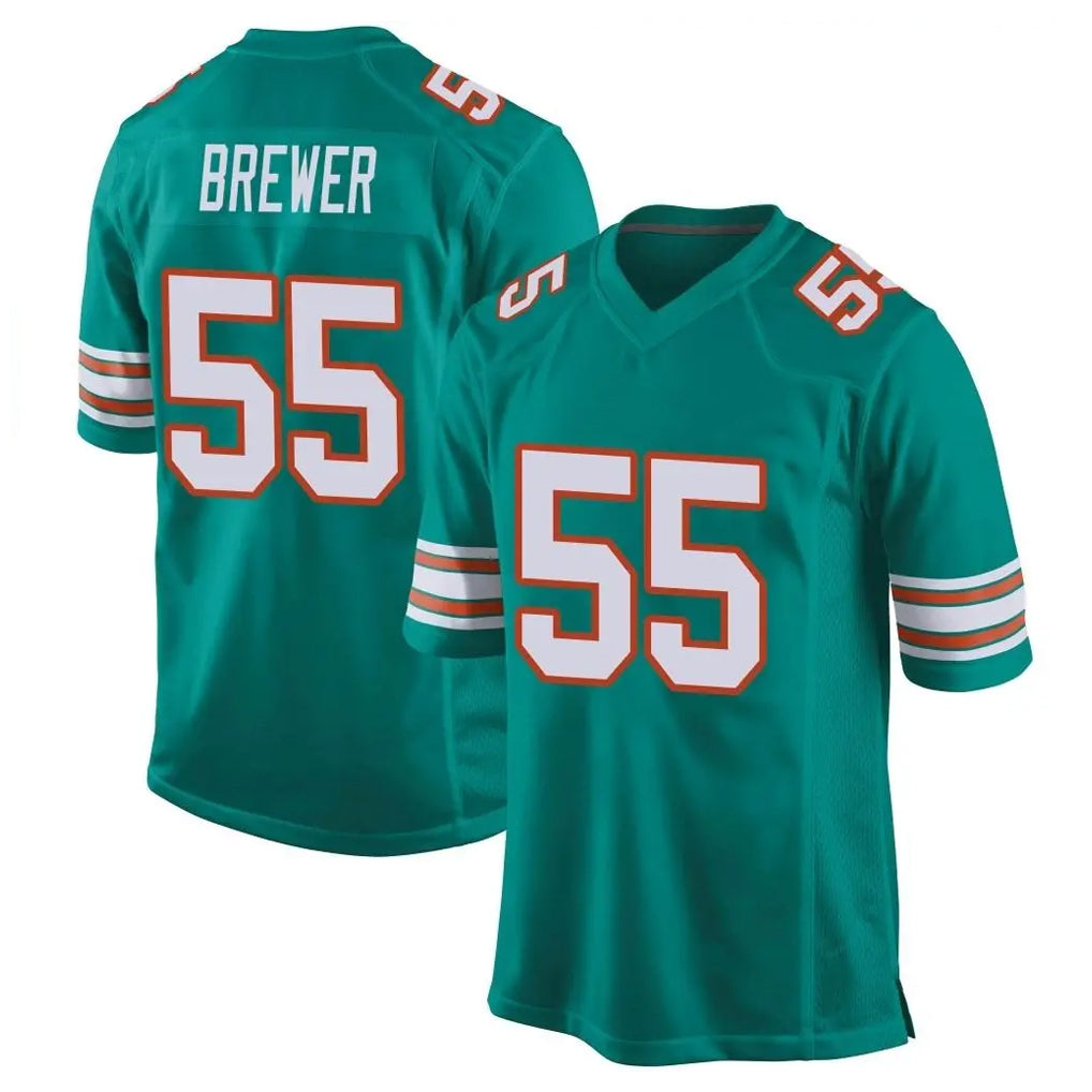 M.Dolphins #55 Aaron Brewer Player Aqua Alternate Home Game Ldoa Stitched Jerseys