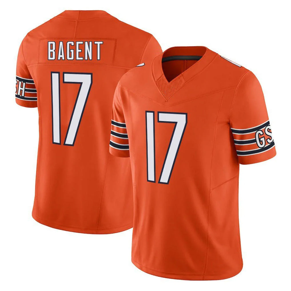 C.Bears #17 Tyson Bagent Player Orange Vapor F.U.S.E. Limited Home Game Ldoa Stitched Jerseys