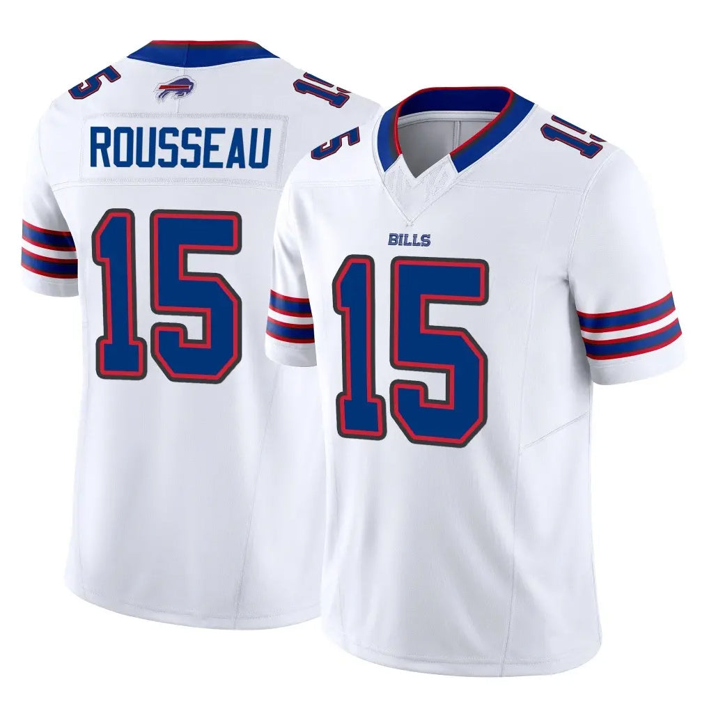 B.Bills #15 Greg Rousseau Player White Vapor F.U.S.E. Jersey Limited Home Game Ldoa Stitched Jerseys
