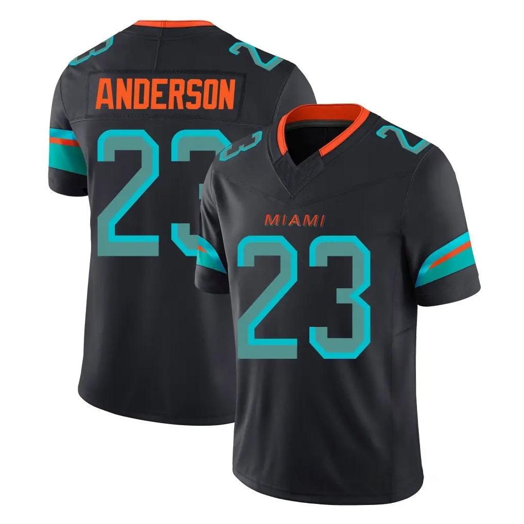 M.Dolphins #23 Zayne Anderson Player Black Limited Pitch Rivalries Collection Home Game Ldoa Stitched Jerseys