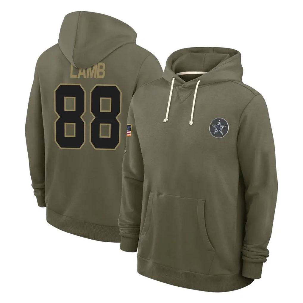 D.Cowboys #88 CeeDee Lamb Player Olive Salute to Service Pullover Hoodies Limited Ldoa Stitched Jerseys