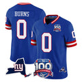 NY.Giants #0 Brian Burns Player Royal 100th Season & State Patch Vapor Limited Home Game Ldoa Stitched Jerseys