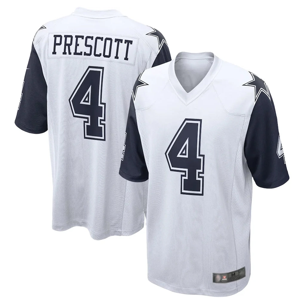 D.Cowboys #4 Dak Prescott Player White-Navy Home Game Ldoa Stitched Jerseys