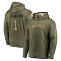 LA.Chargers #1 Quentin Johnston Player Olive Salute to Service Pullover Hoodies Home Game Ldoa Stitched Jerseys