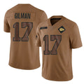 KC.Chiefs #17 Alohi Gilman Player Brown Salute To Service Limited Ldoa Stitched Jerseys
