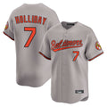 B.Orioles #7 Jackson Holliday Player Gray Limited Home Game Ldoa Stitched Jerseys
