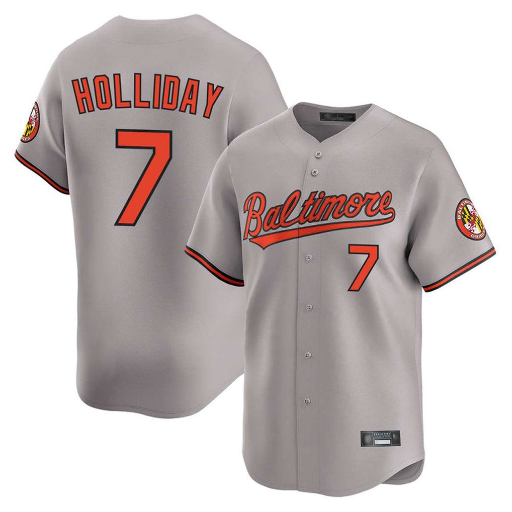 B.Orioles #7 Jackson Holliday Player Gray Limited Home Game Ldoa Stitched Jerseys