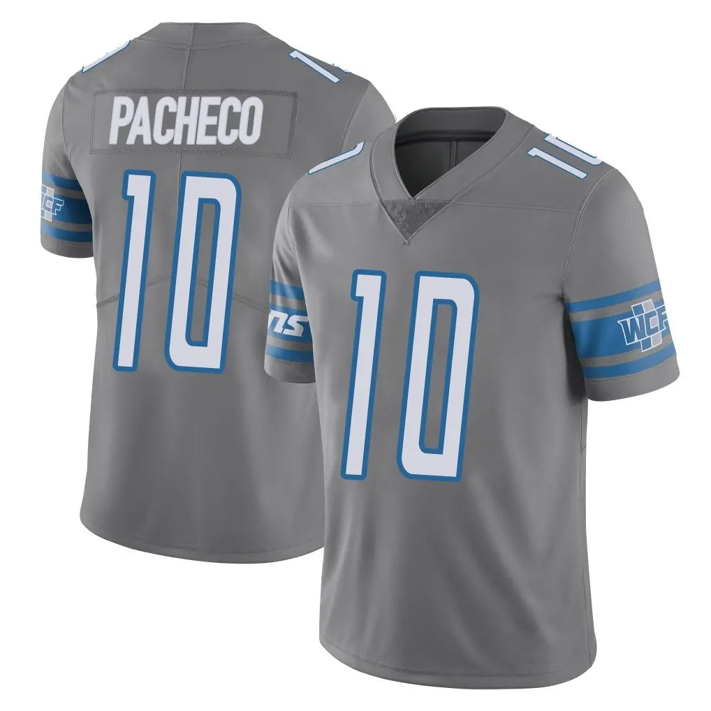 D.Lions #10 Isiah Pacheco Player Gray Vapor Untouchable Limited Home Game Ldoa Stitched Jerseys