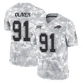 B.Bills #91 Ed Oliver Player Arctic Camo Salute to Service Limited Game Ldoa Stitched Jerseys