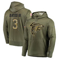 A.Falcons #3 Jessie Bates III Player Olive Salute to Service Pullover Hoodies Ldoa Stitched Jerseys