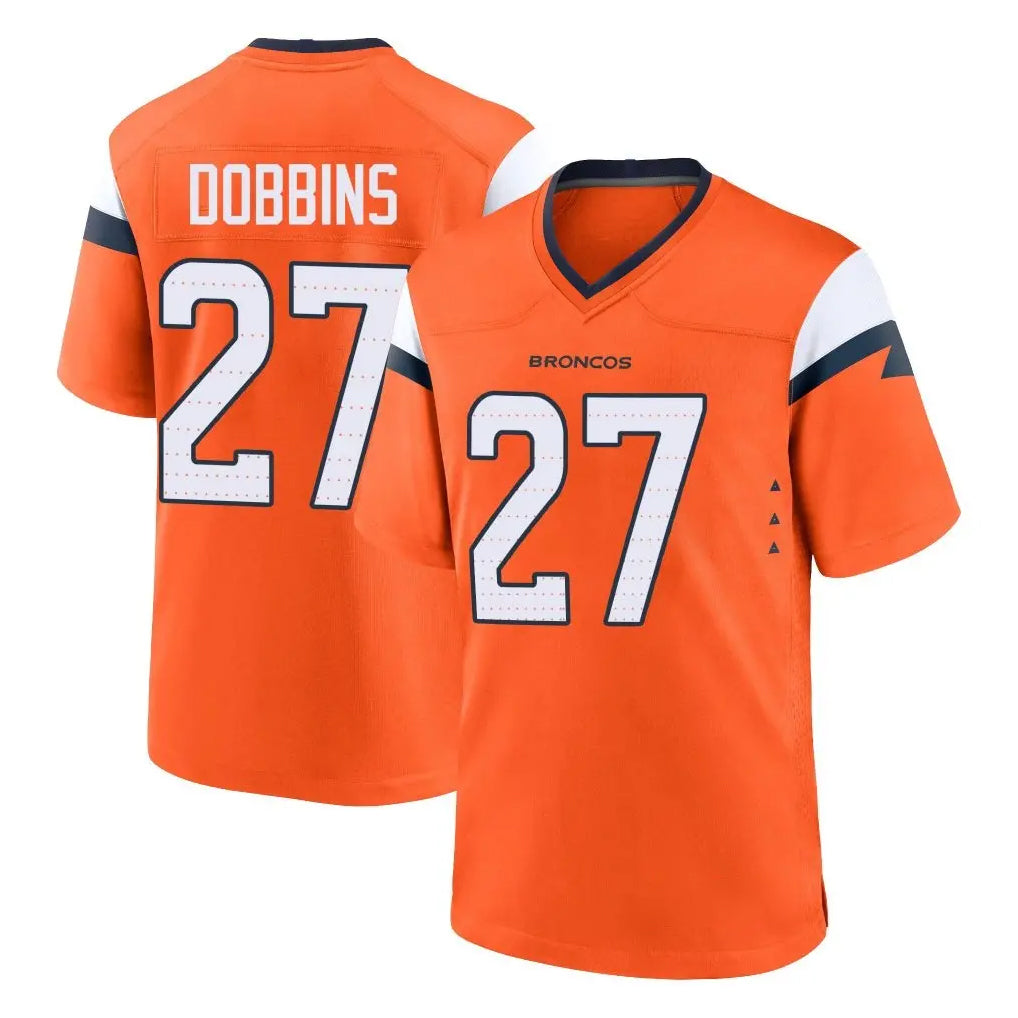D.Broncos #27 J.K. Dobbins Player Orange Home Game Ldoa Stitched Jerseys