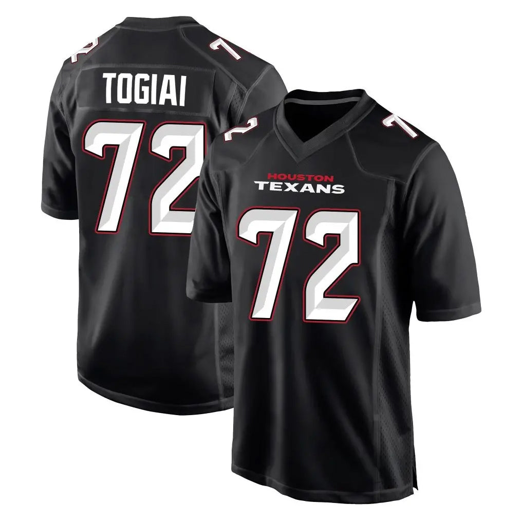 H.Texans #72 Tommy Togiai Player Carbon Black Fashion Home Game Ldoa Stitched Jerseys