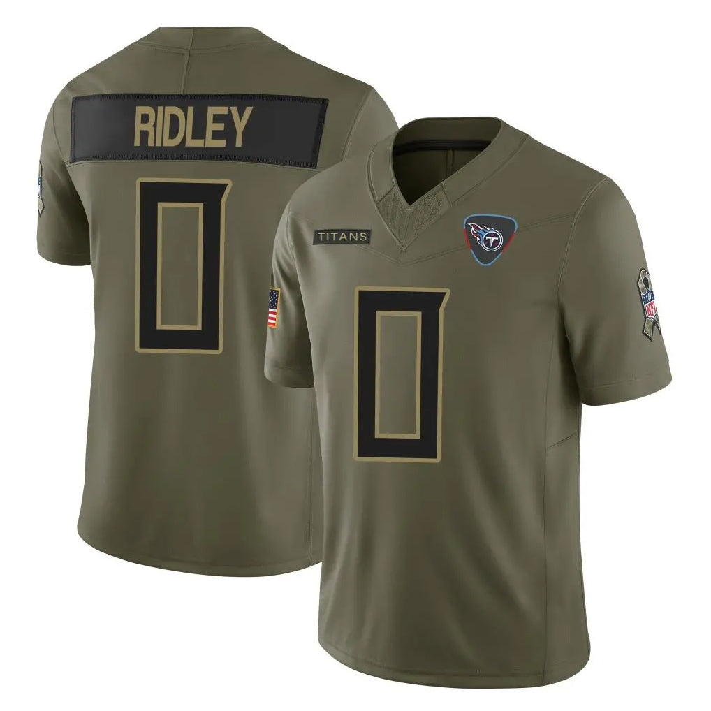 T.Titans #0 Calvin Ridley Player Olive Limited 2025 Salute to Service Home Game Ldoa Stitched Jerseys