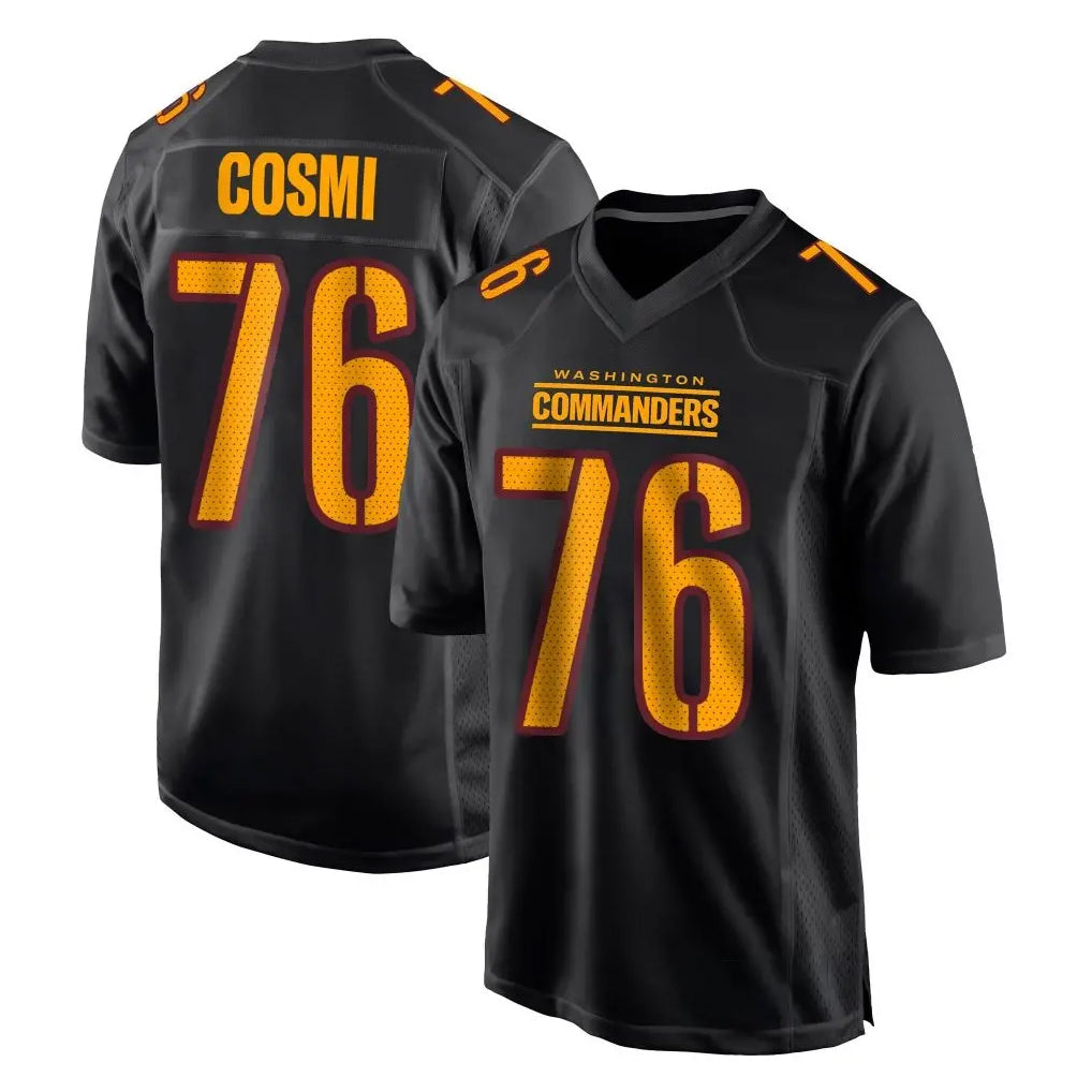 W.Commanders #76 Sam Cosmi Player Black Carbon Fashion Home Game Ldoa Stitched Jerseys