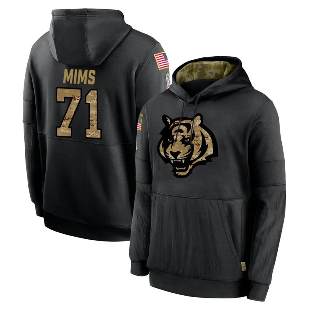 C.Bengals #71 Amarius Mims Player Black Salute to Service Pullover Hoodies Limited Ldoa Stitched Jerseys