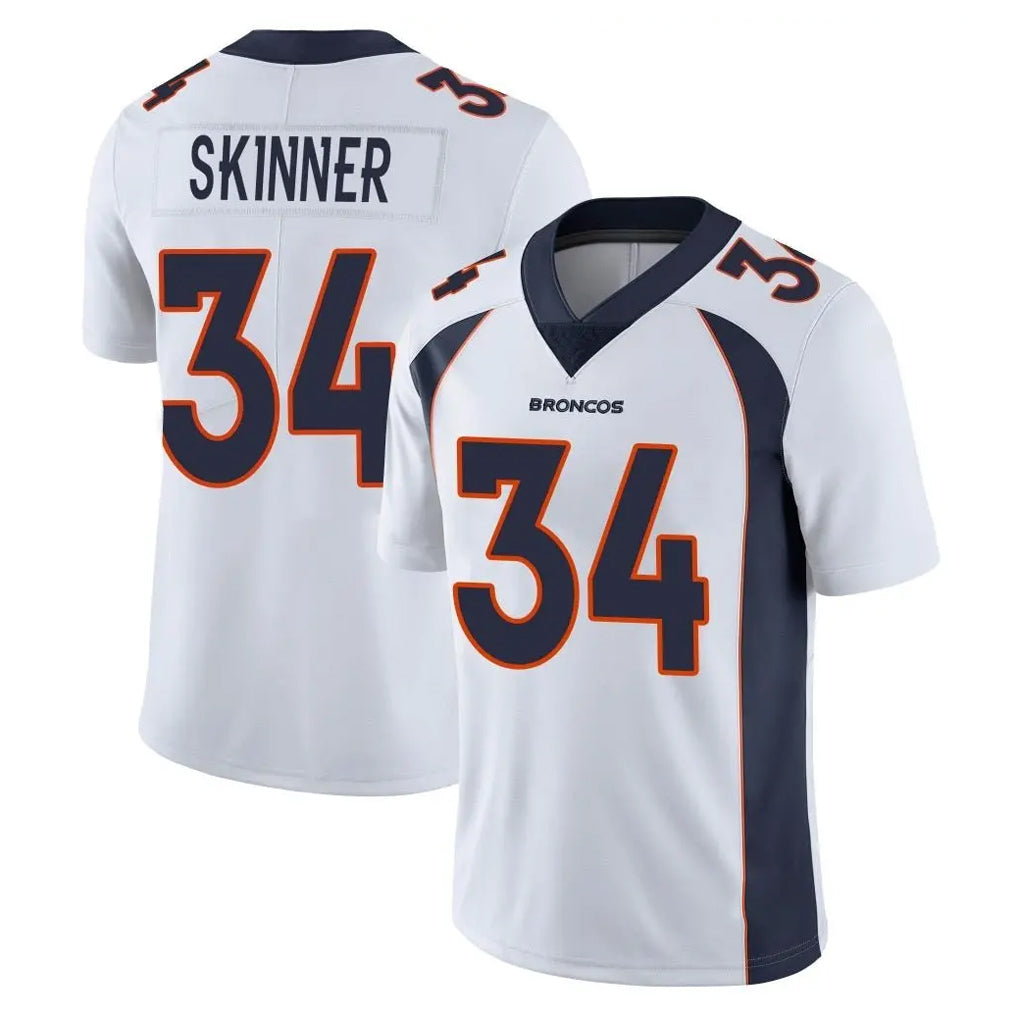 D.Broncos #34 JL Skinner Player White Vapor Untouchable Limited Home Game Ldoa Stitched Jerseys