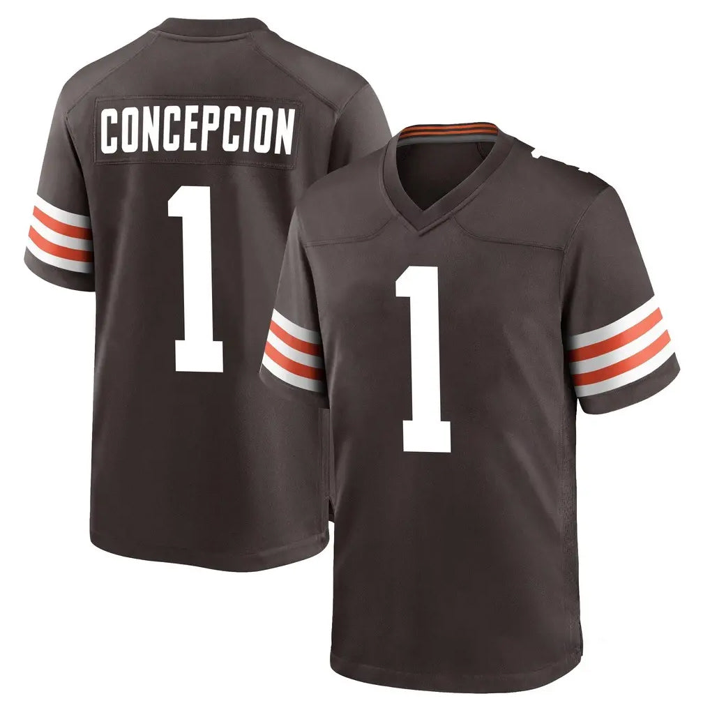 C.Browns #1 KC Concepcion Player Brown Home Game Ldoa Stitched Jerseys