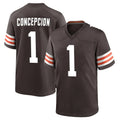 C.Browns #1 KC Concepcion Player Brown Home Game Ldoa Stitched Jerseys