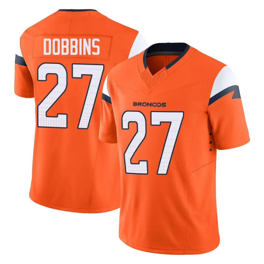 D.Broncos #27 J.K. Dobbins Player Orange Vapor F.U.S.E. Limited Home Game Ldoa Stitched Jerseys