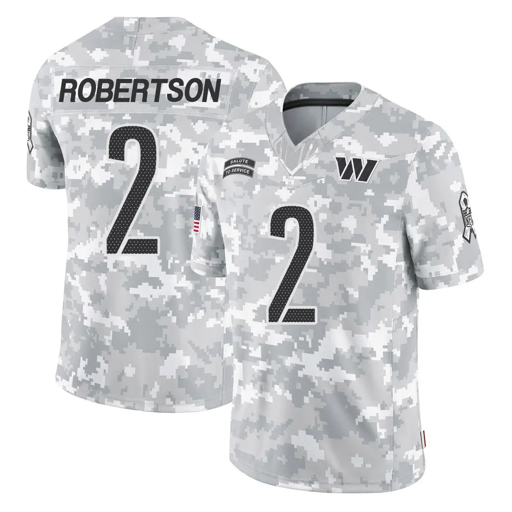 W.Commanders #2 Amik Robertson Player Arctic Camo Limited Salute To Service Home Game Ldoa Stitched Jerseys