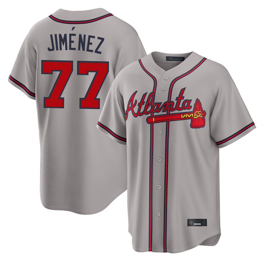A.Braves #77 Joe Jimenez Player Gray Home Game Ldoa Stitched Jerseys