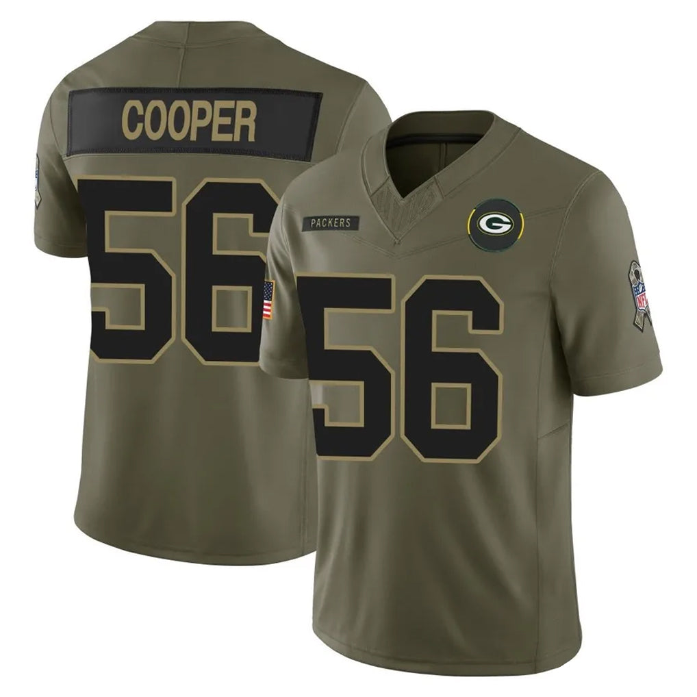 GB.Packers #56 Edgerrin Cooper Player Olive 2025 Salute To Service Limited Home Game Ldoa Stitched Jerseys