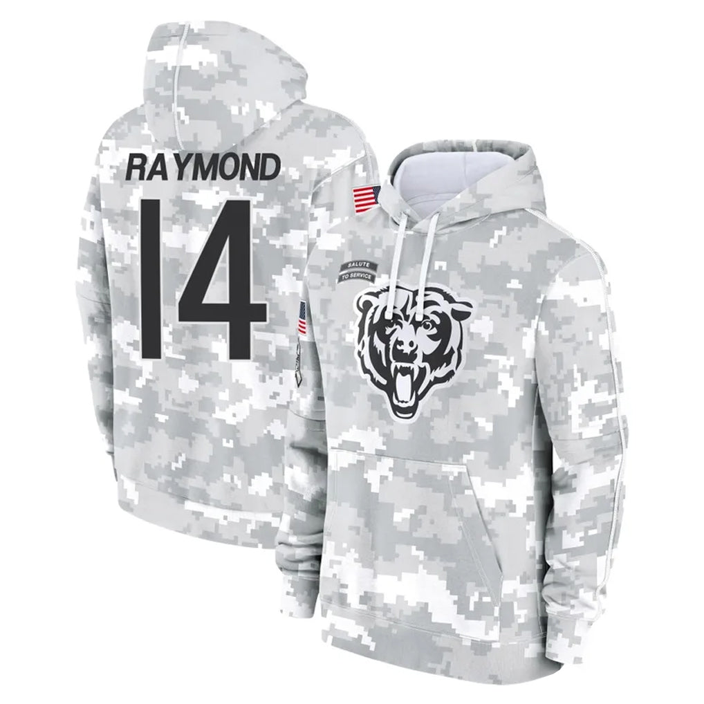 C.Bears #14 Kalif Raymond Player Arctic Camo Salute to Service Pullover Hoodies Limited Ldoa Stitched Jerseys