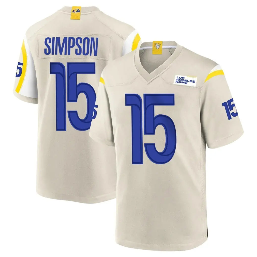 LA.Rams #15 Ty Simpson Player Bone Home Game Ldoa Stitched Jerseys