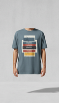 Layered Tag Print Tee in Concrete Blue