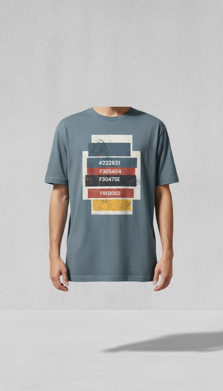 Layered Tag Print Tee in Concrete Blue