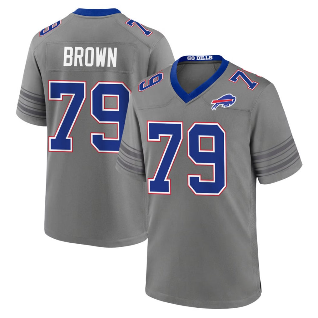 B.Bills #79 Spencer Brown Player Gray Nickel City Home Game Ldoa Stitched Jerseys