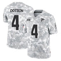 A.Falcons #4 Jahan Dotson Player Camo Salute to Service Limited Ldoa Stitched Jerseys