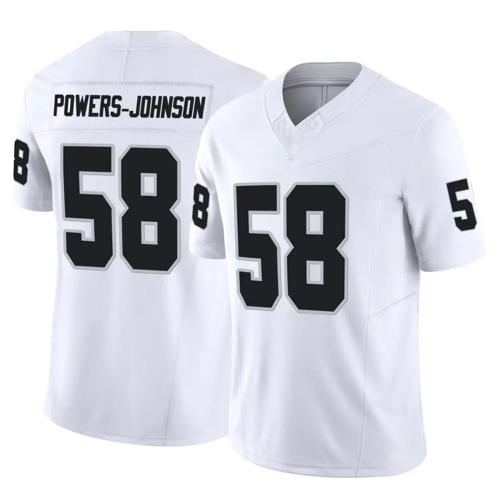 LV.Raiders #58 Jackson Powers-Johnson Player White Limited Vapor F.U.S.E. Home Game Ldoa Stitched Jerseys