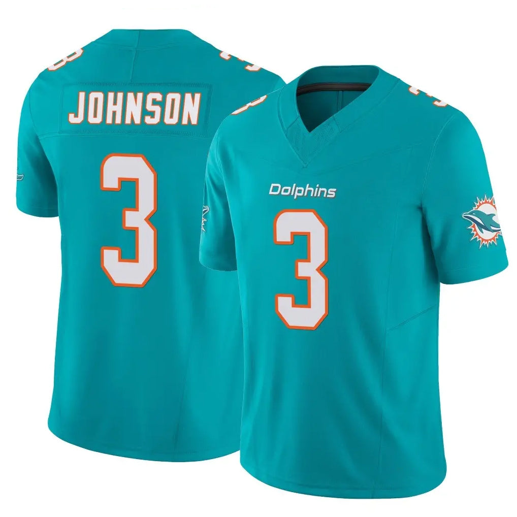 M.Dolphins #3 Chris Johnson Player Aqua Limited Vapor F.U.S.E. Home Game Ldoa Stitched Jerseys