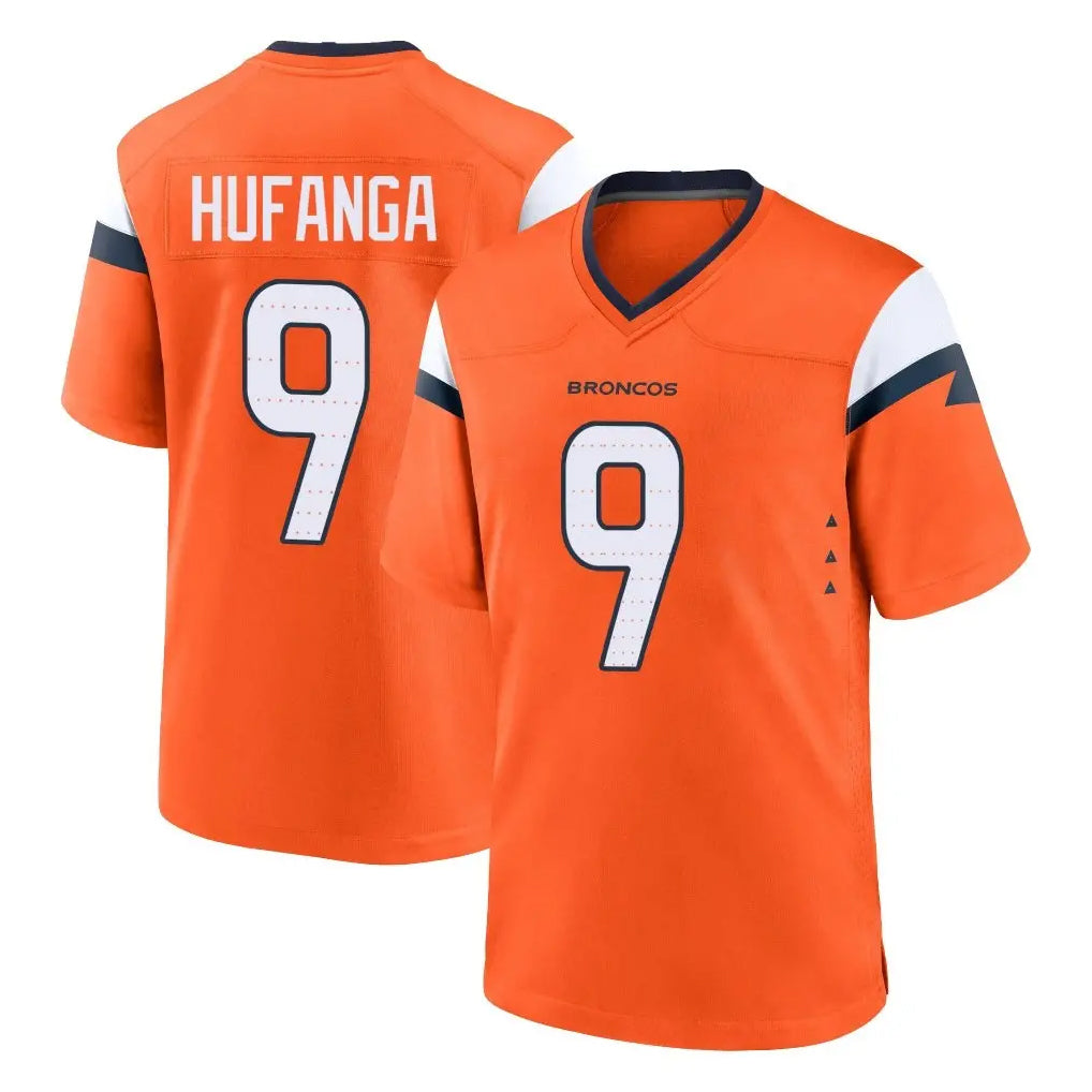 D.Broncos #9 Talanoa Hufanga Player Orange Home Game Ldoa Stitched Jerseys