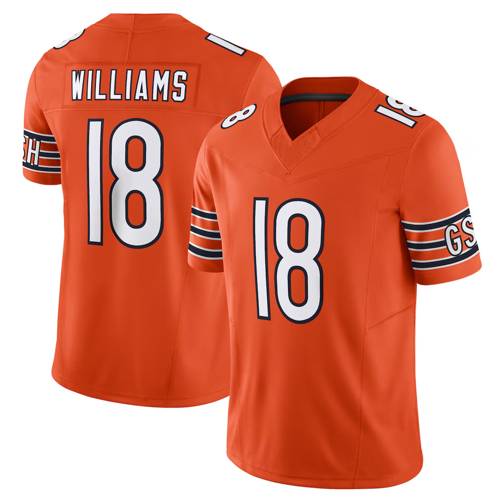 C.Bears #18 Caleb Williams Player Orange Vapor F.U.S.E. Limited Home Game Ldoa Stitched Jerseys