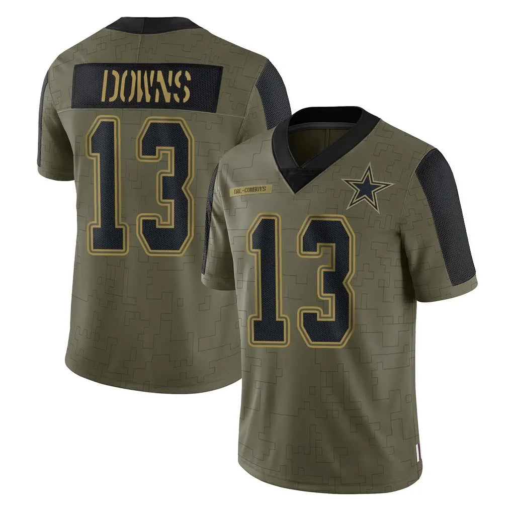 D.Cowboys #13 Caleb Downs Player Olive Salute to Service Limited Home Game Ldoa Stitched Jerseys