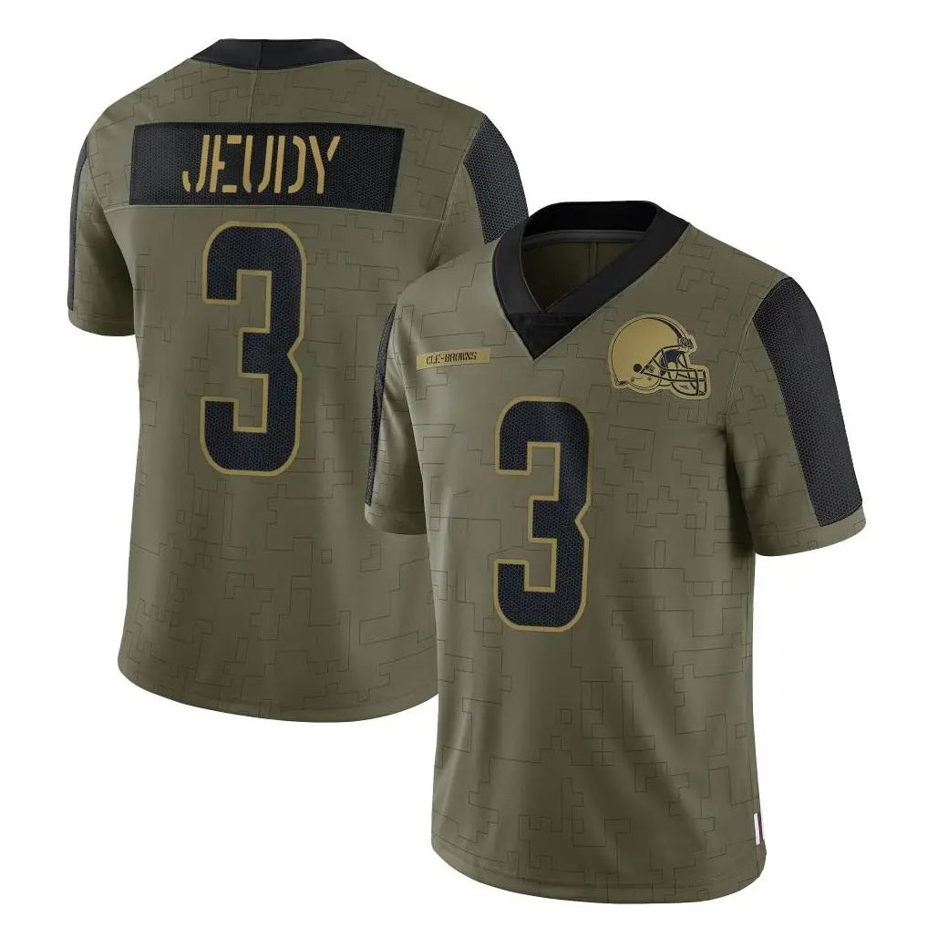 C.Browns #3 Jerry Jeudy Player Olive Salute to Service Limited Home Game Ldoa Stitched Jerseys